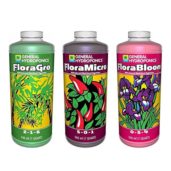 General Hydroponics Floragro, Florabloom & Floramicro Fertilizer, 1 Qu