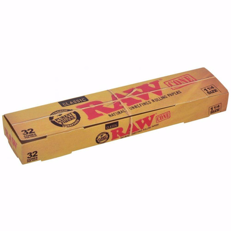 Raw  King Size Pre-Rolled Rolling Paper Cones 32 Per Box (2 Pack)