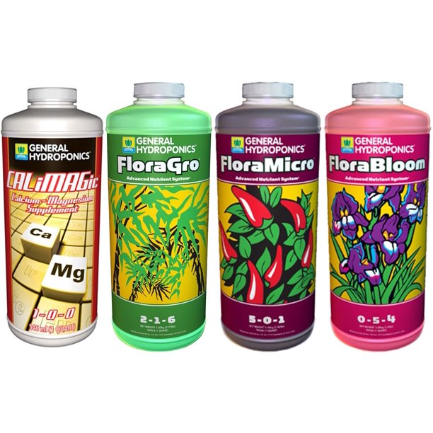 General Hydroponics Calimagic & Flora GRO, Micro & Bloom Combo, 1 Quart Fertilizer