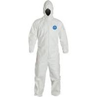 DuPont Tyvek Protective Coverall with Hood Size Medium, White